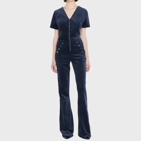Ramy Brook Velveteen Helena Navy Jumpsuit Size 25